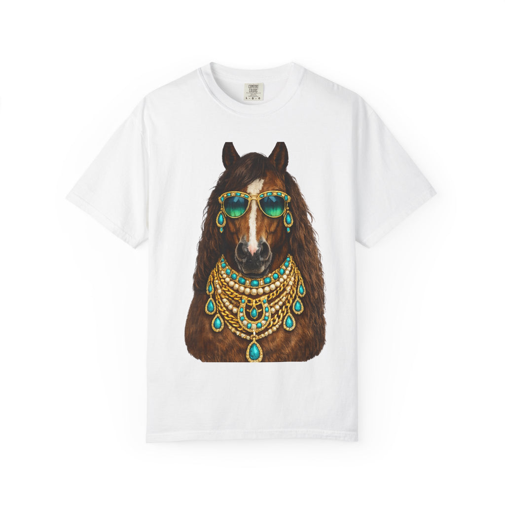 Boho Horse Graphic T-Shirt with Turquoise Jewelry Design