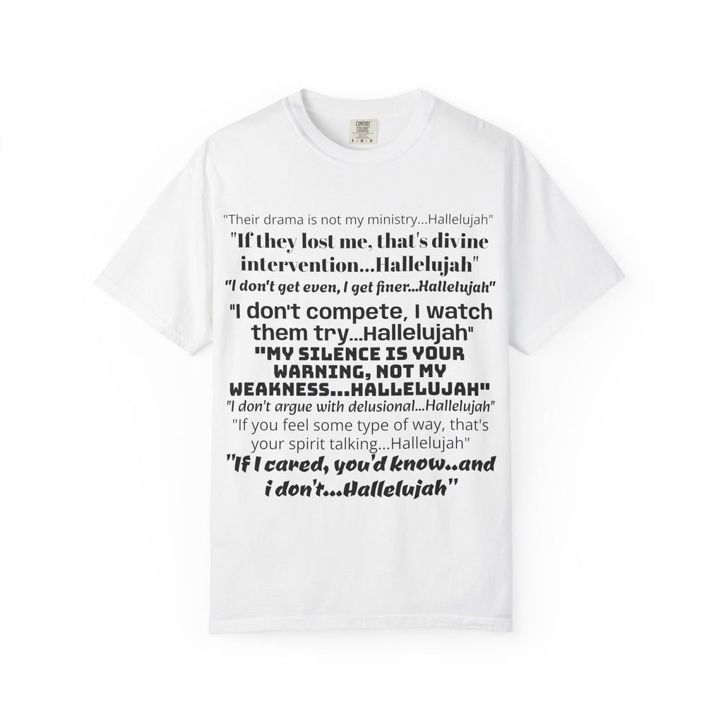 Petty Quote T-Shirt — "Hallelujah" Typography Tee with Back Logo