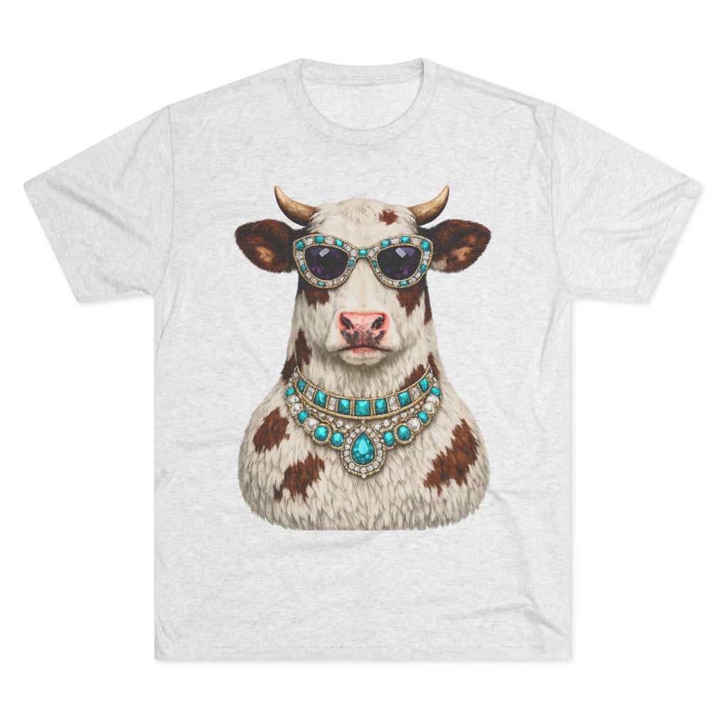Cow with Sunglasses & Turquoise Necklace T-Shirt — Quirky Western Farm Animal Tee