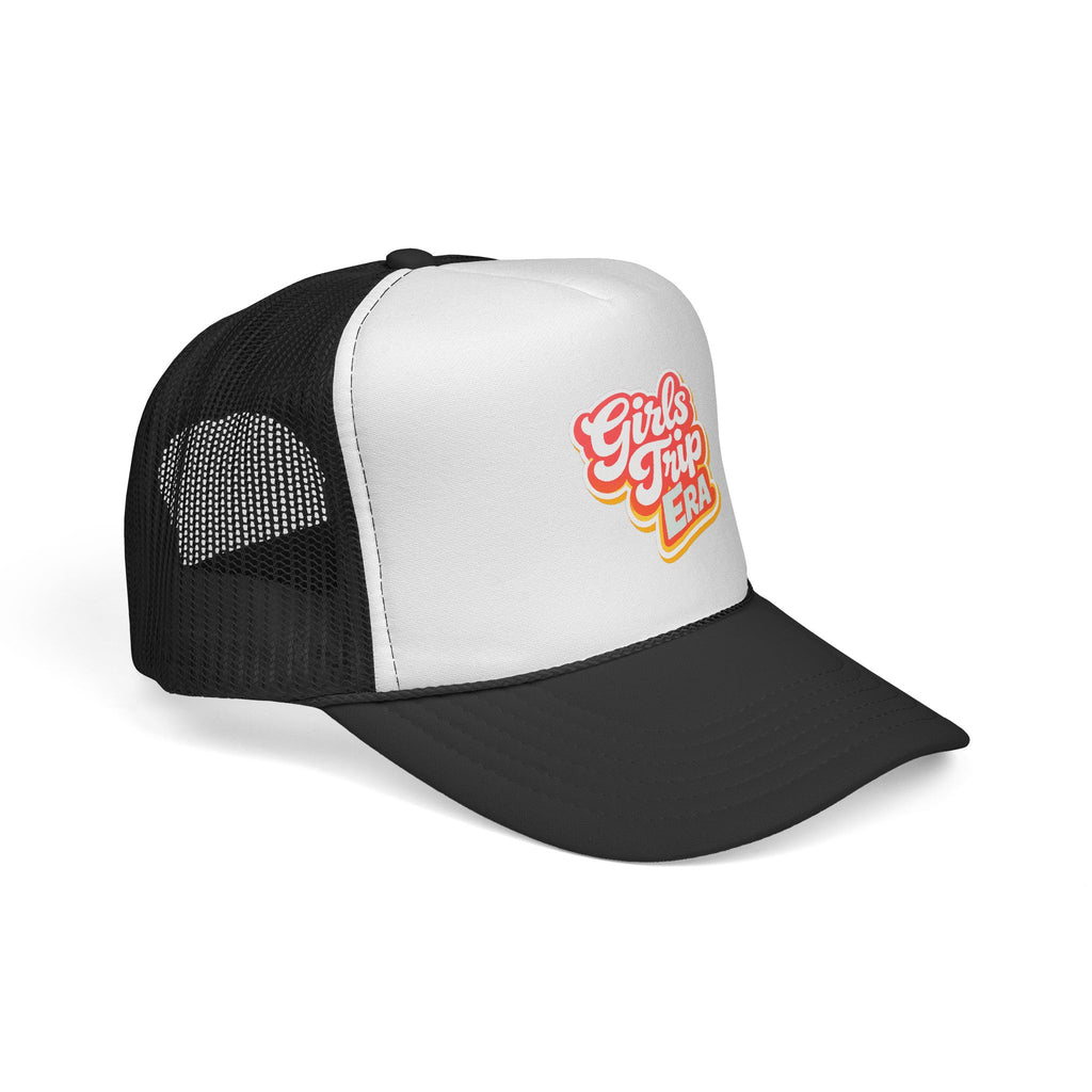 Girls Trip Era Trucker Cap — Retro Script Mesh Hat for Bachelorette & Travel