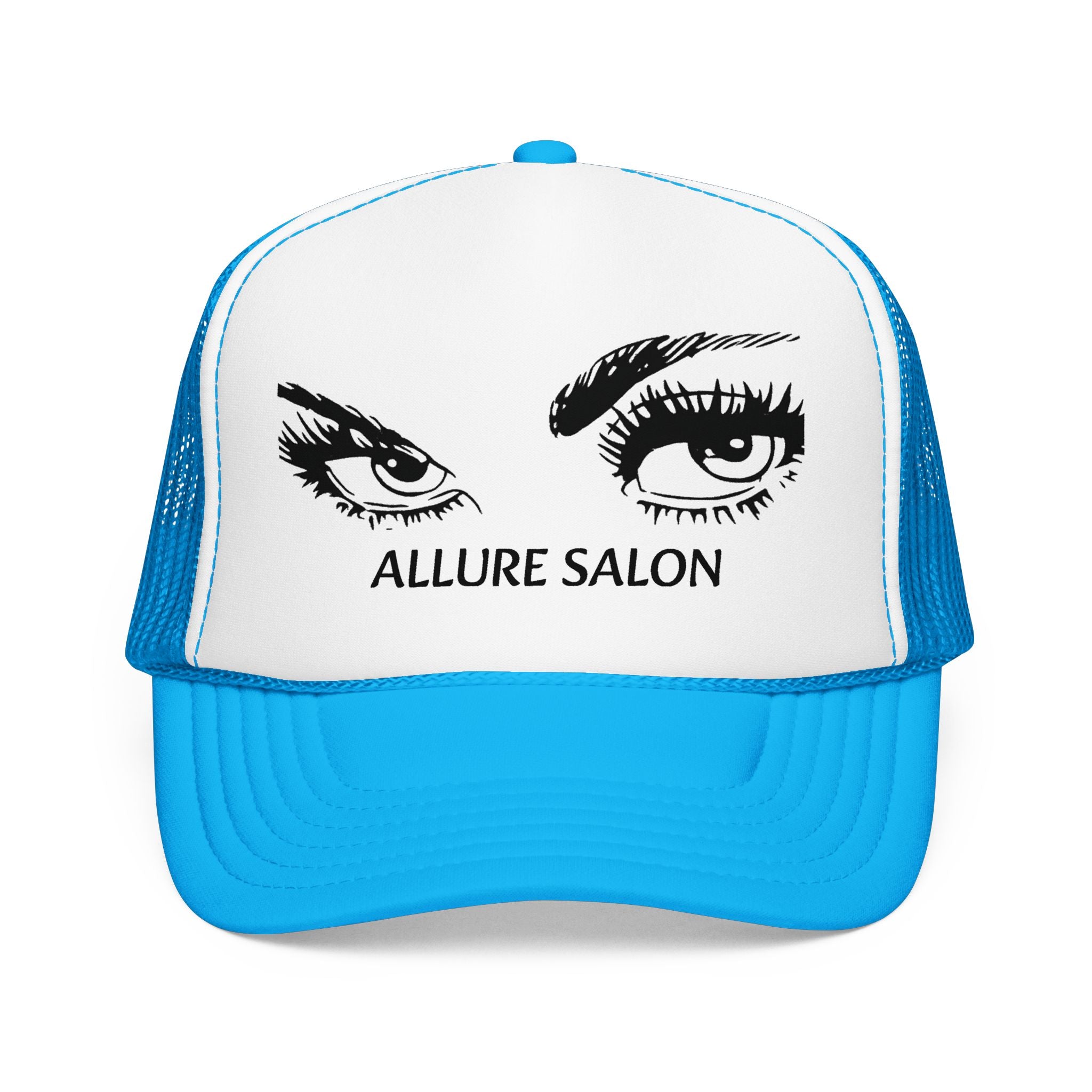 Allure Salon Trucker Hat — Embroidered Eye Logo Foam Cap