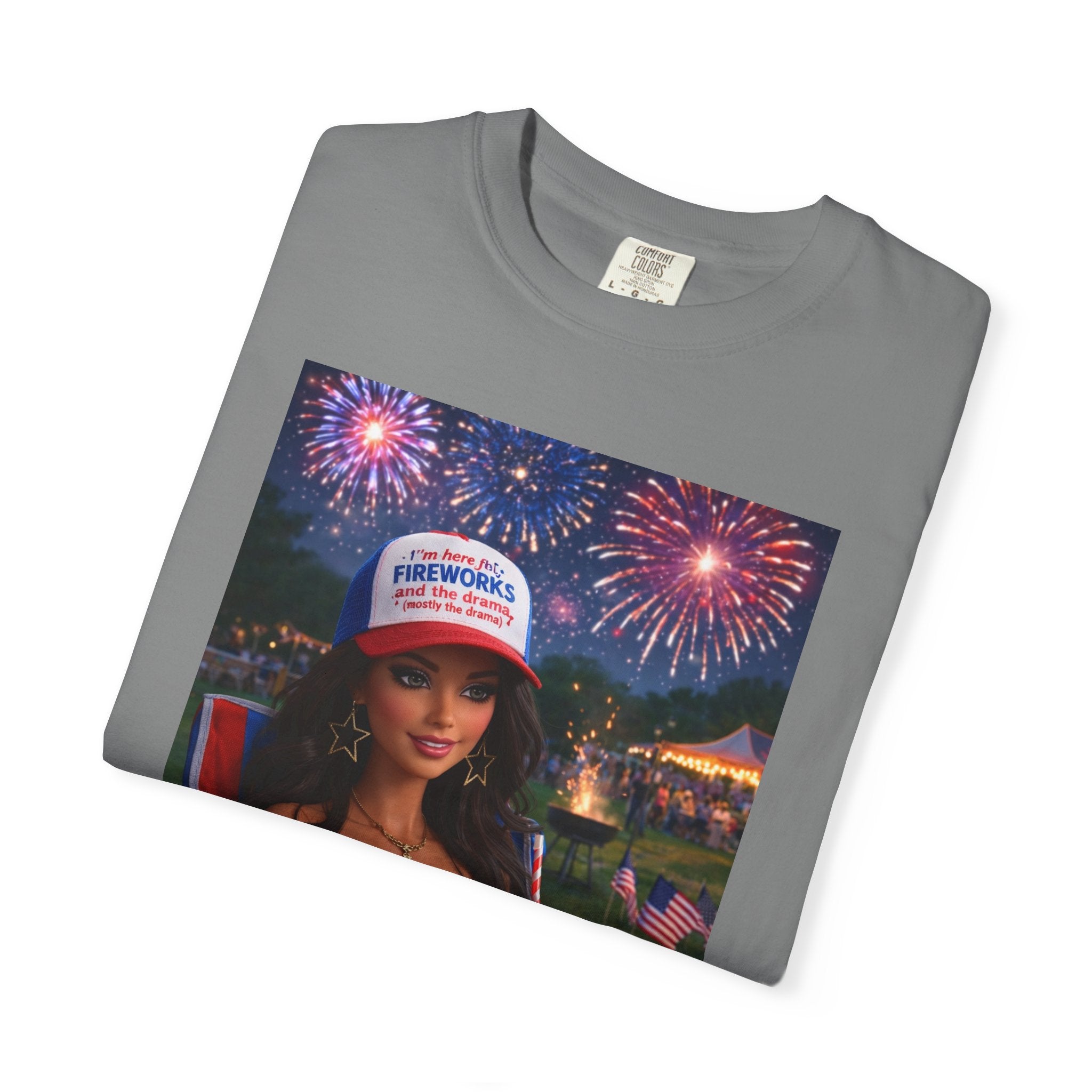 Independence Day Patriotic Graphic T-Shirt — 'Pretty Petty' Fireworks Design