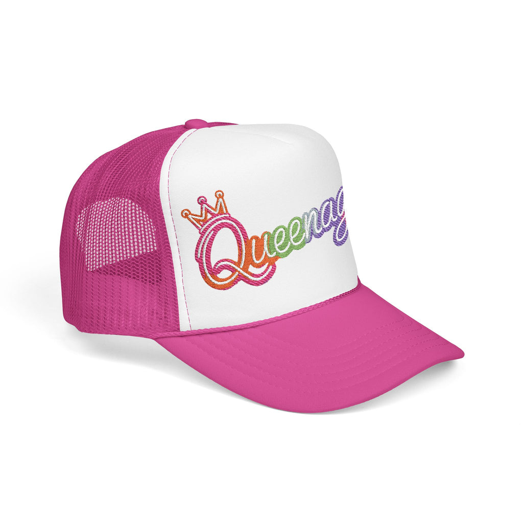 Queentager Trucker Hat — Glitter 'Queenager' Foam Mesh Cap