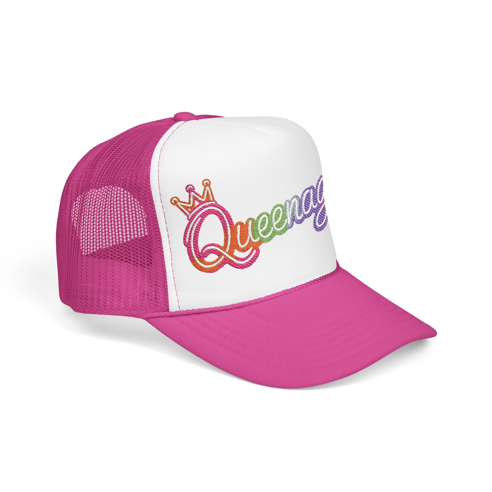 Queentager Trucker Hat — Glitter 'Queenager' Foam Mesh Cap