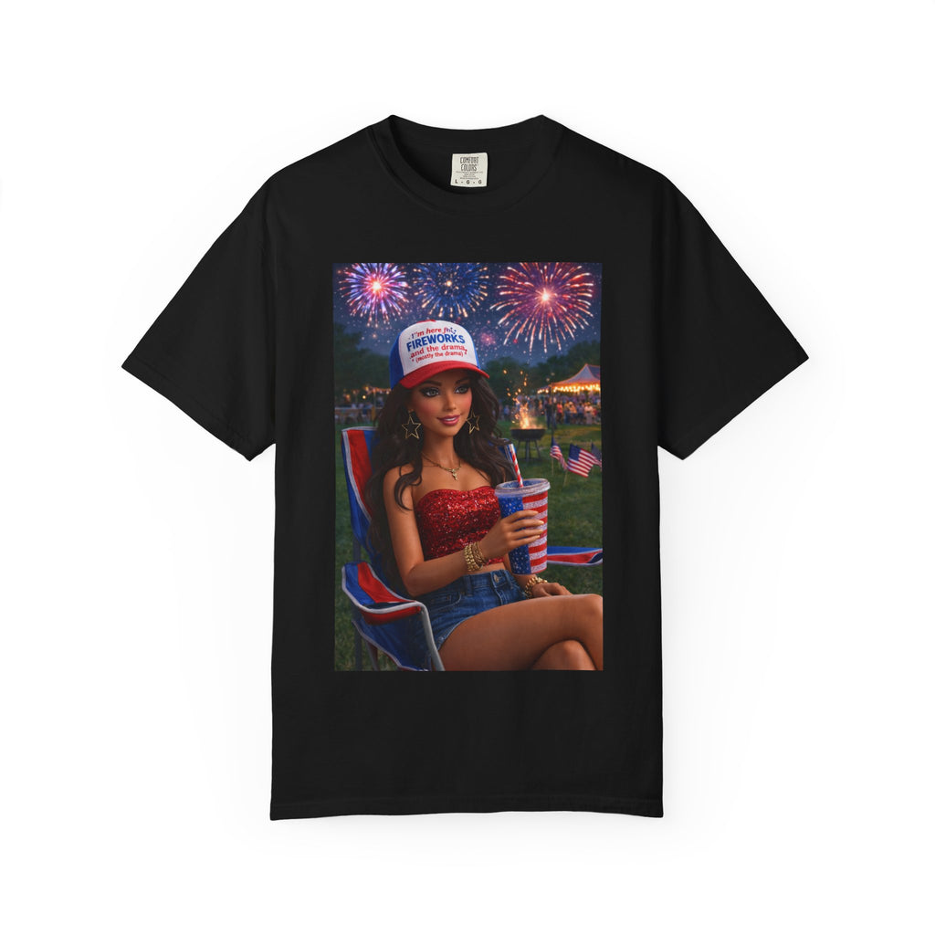 Independence Day Patriotic Graphic T-Shirt — 'Pretty Petty' Fireworks Design