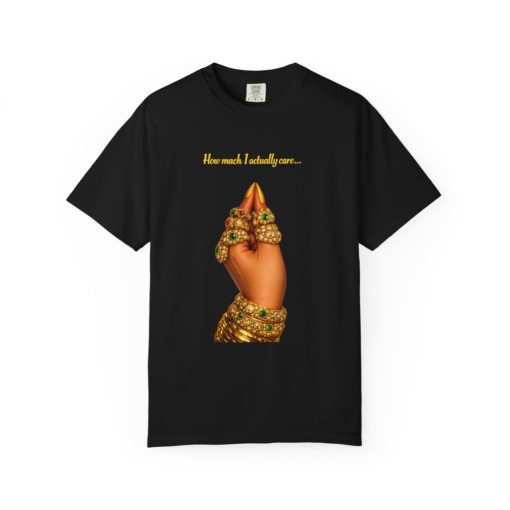 Hand Gesture T-Shirt — "How Much I Loveth You" Gold Jewels Graphic