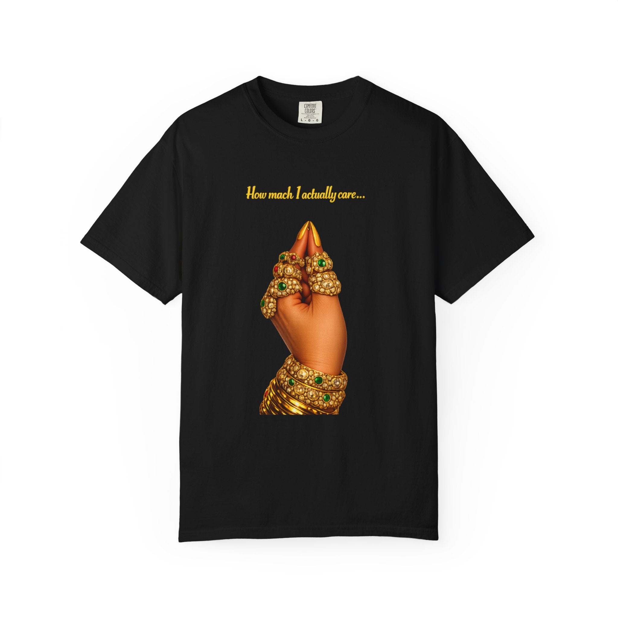 Hand Gesture T-Shirt — "How Much I Loveth You" Gold Jewels Graphic