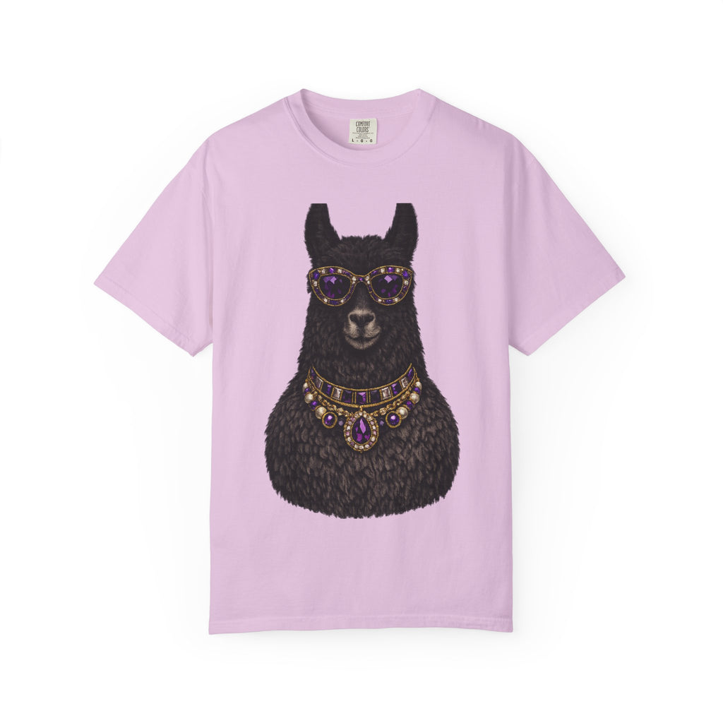 Mystical Llama Sunglasses Garment-Dyed T-Shirt