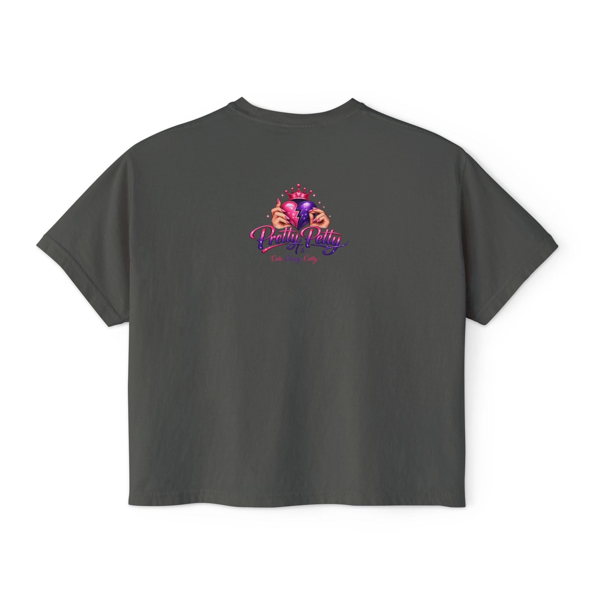 Queen Vibes Boxy Tee — "Pretty Pretty" Crown Graphic Women's Crop Shirt