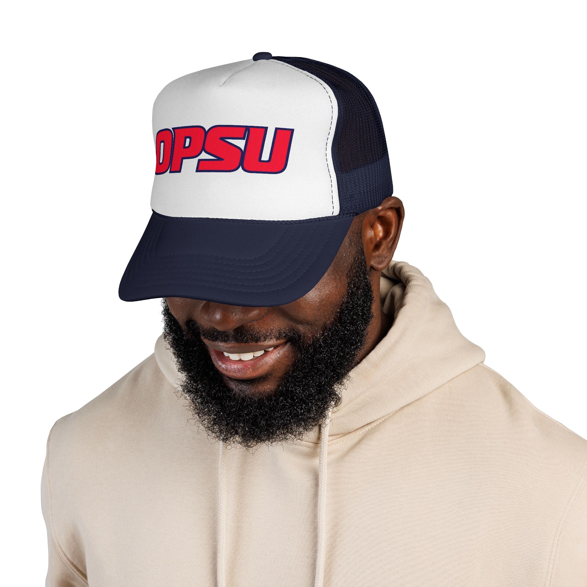 OPS U Trucker Cap — Retro Athletic Mesh Baseball Hat
