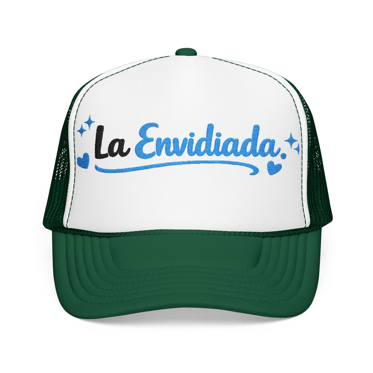 Emocionada Script Trucker Hat — Blue Glitter "La Envidiada" Foam Cap