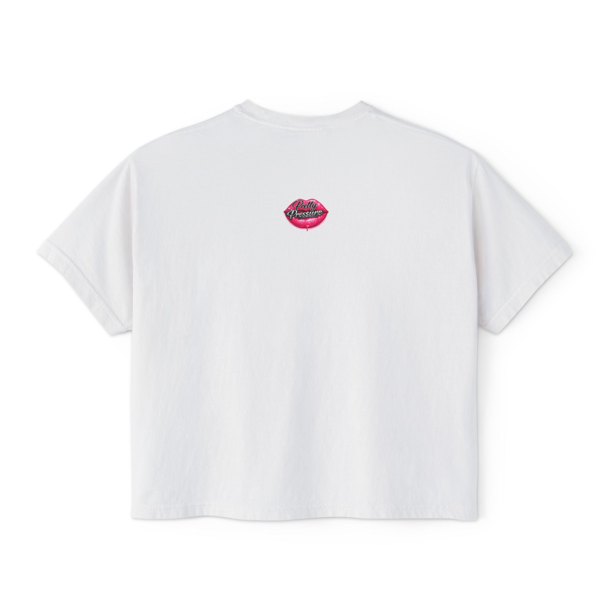 Ah Ha Graphic Tee – Women's Boxy Tee with Pink Lip Back Accent