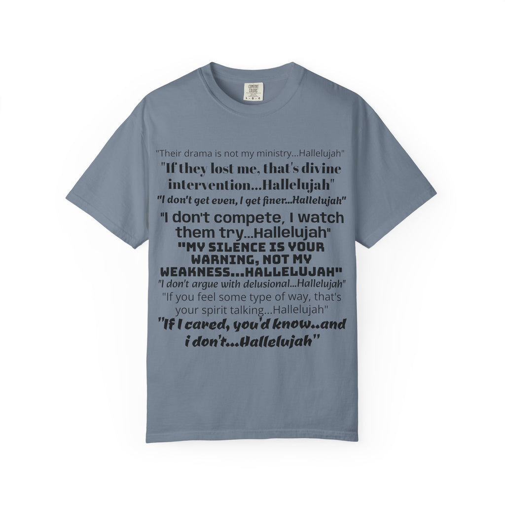Petty Quote T-Shirt — "Hallelujah" Typography Tee with Back Logo