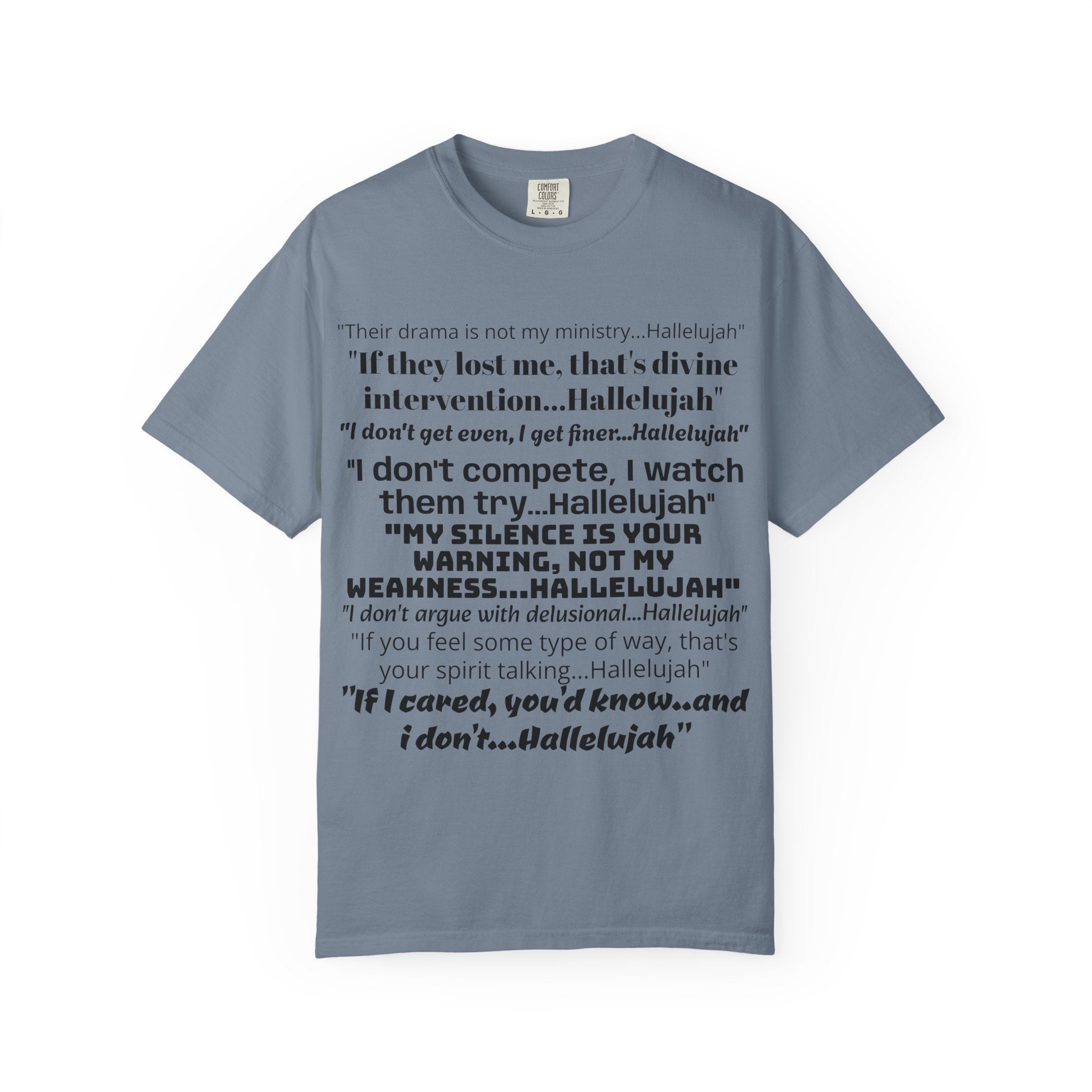 Petty Quote T-Shirt — "Hallelujah" Typography Tee with Back Logo