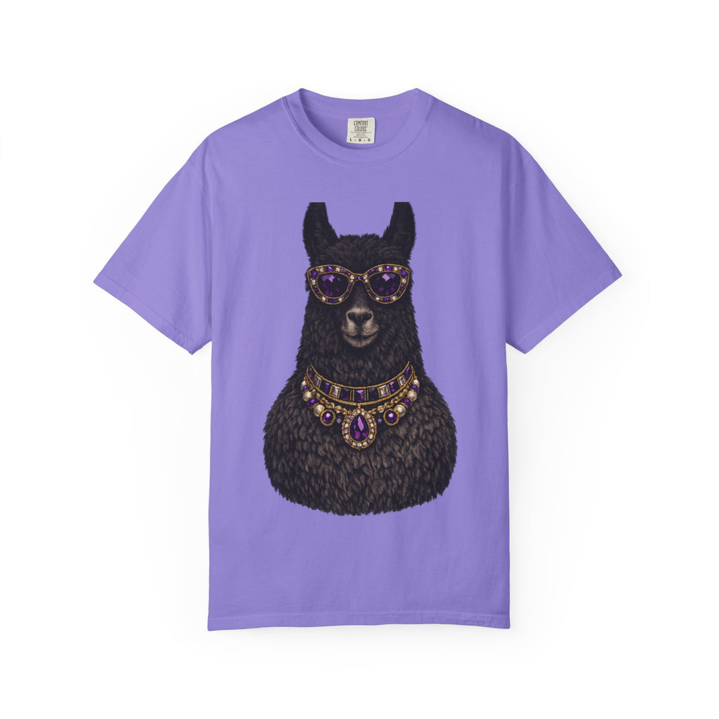 Mystical Llama Sunglasses Garment-Dyed T-Shirt
