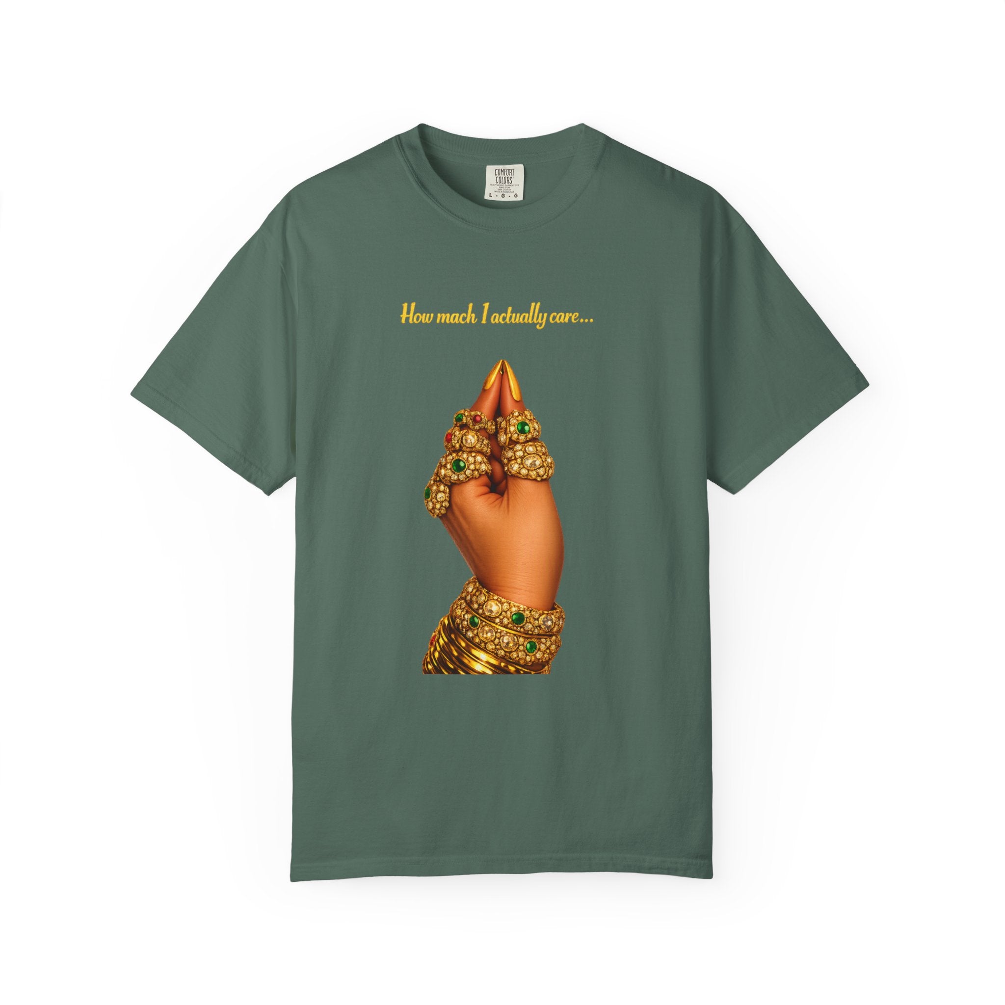 Hand Gesture T-Shirt — "How Much I Loveth You" Gold Jewels Graphic