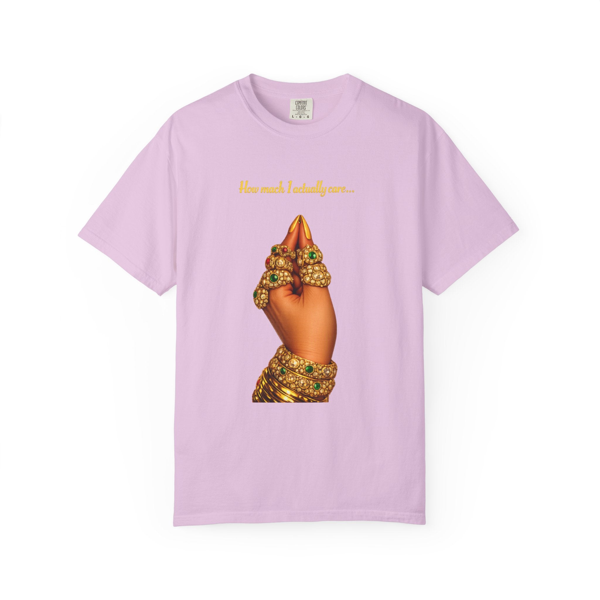 Hand Gesture T-Shirt — "How Much I Loveth You" Gold Jewels Graphic