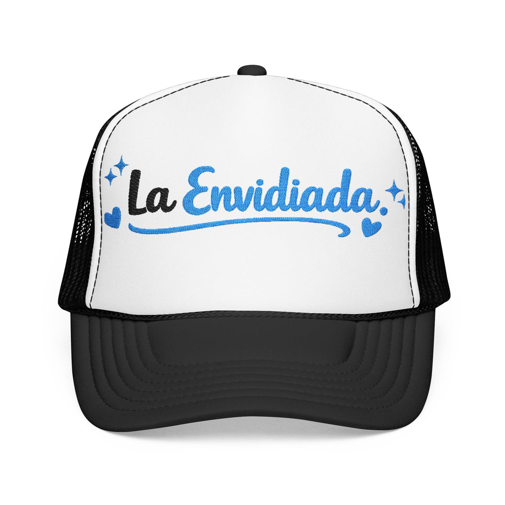 Emocionada Script Trucker Hat — Blue Glitter "La Envidiada" Foam Cap