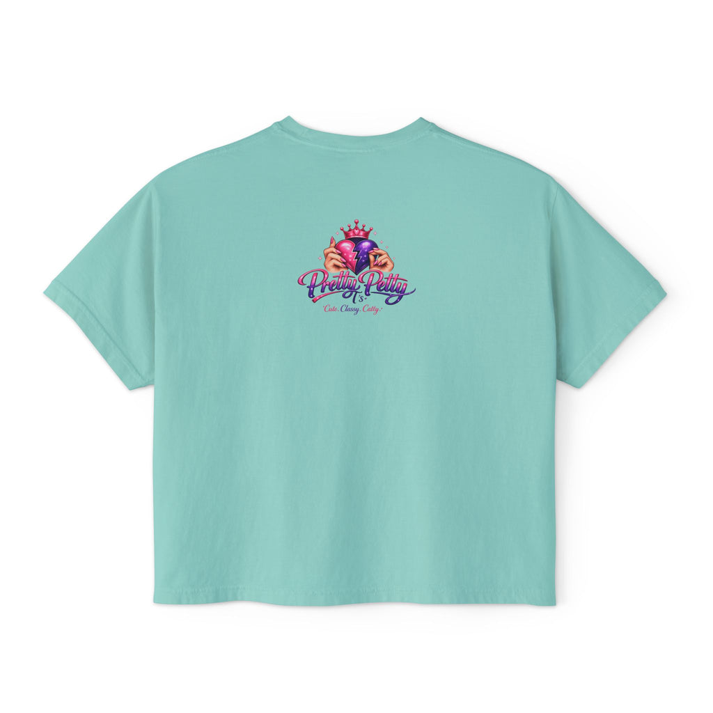 Queen Vibes Boxy Tee — "Pretty Pretty" Crown Graphic Women's Crop Shirt