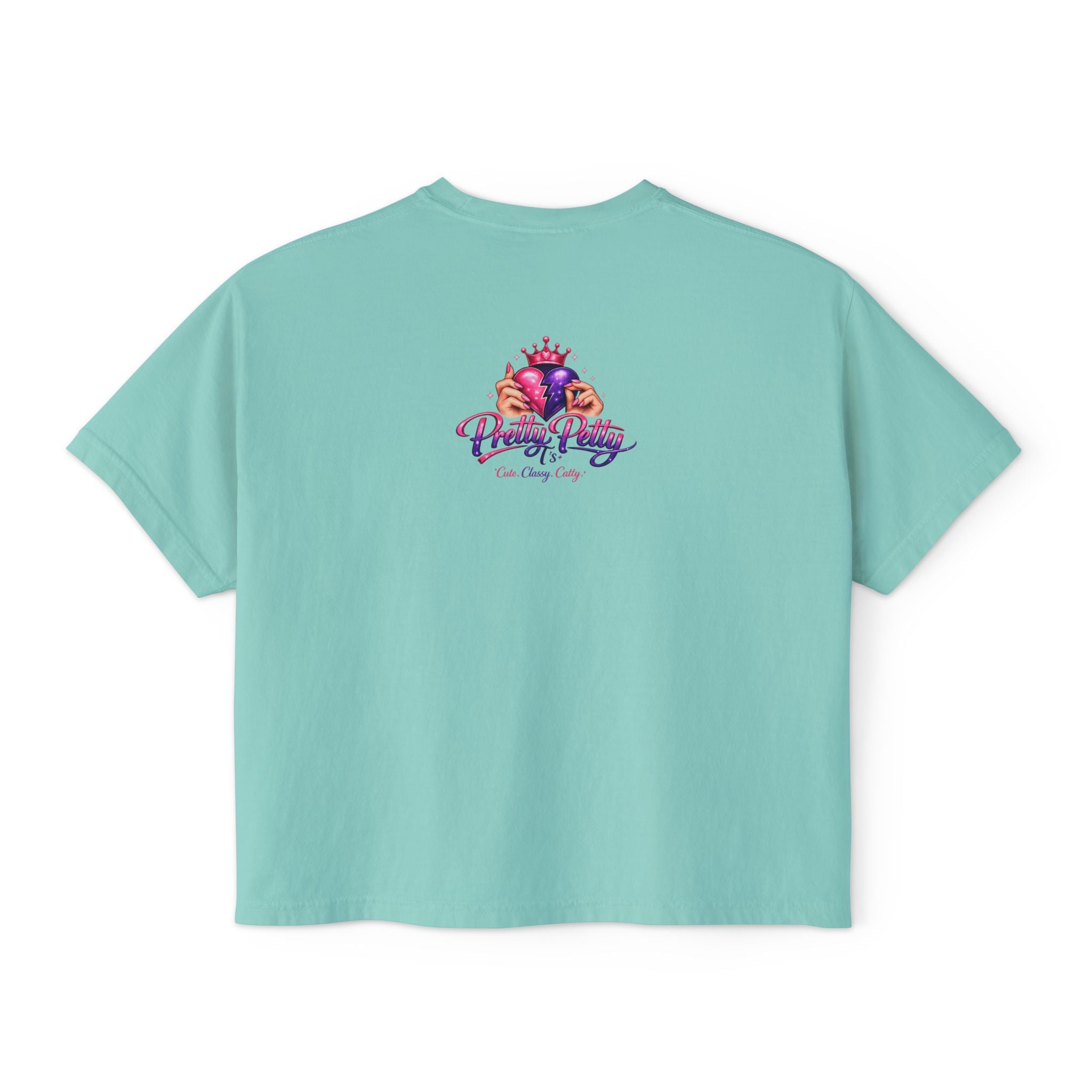 Queen Vibes Boxy Tee — "Pretty Pretty" Crown Graphic Women's Crop Shirt