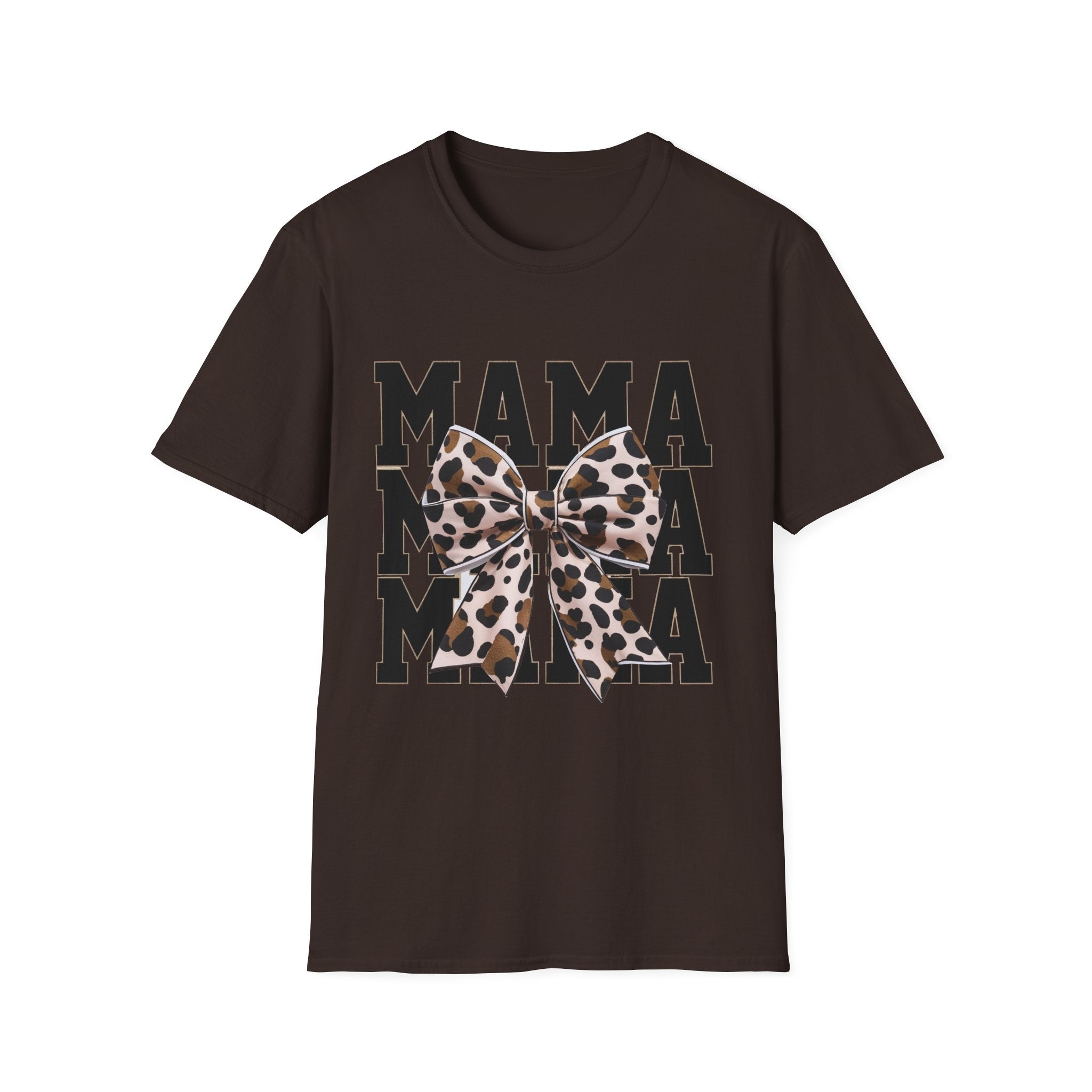 Mama Leopard Bow T-Shirt — Graphic Mama Tee for Moms, Mother's Day Gift