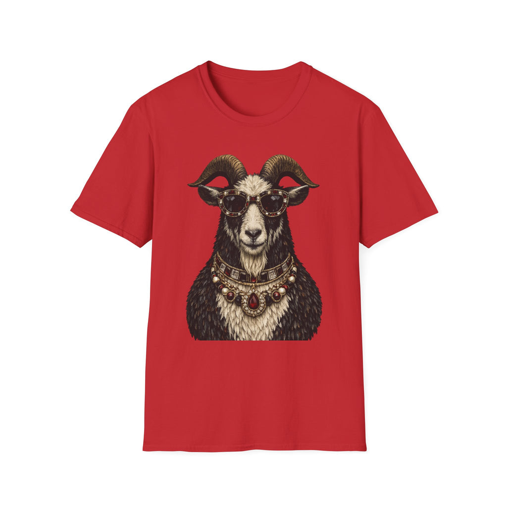Regal Ram Portrait T-Shirt — Ornate Horned Goat Illustration Tee