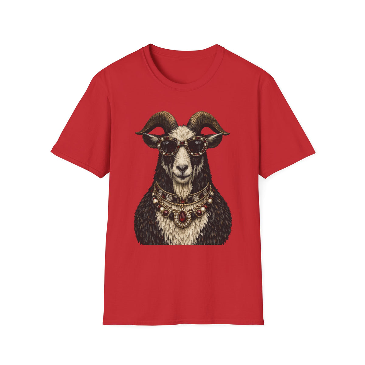 Regal Ram Portrait T-Shirt — Ornate Horned Goat Illustration Tee