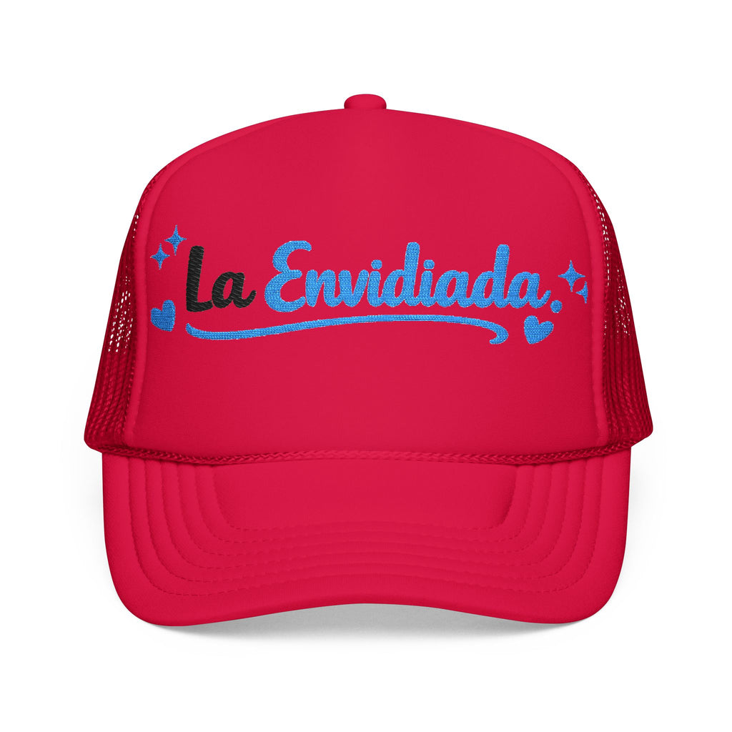 Emocionada Script Trucker Hat — Blue Glitter "La Envidiada" Foam Cap