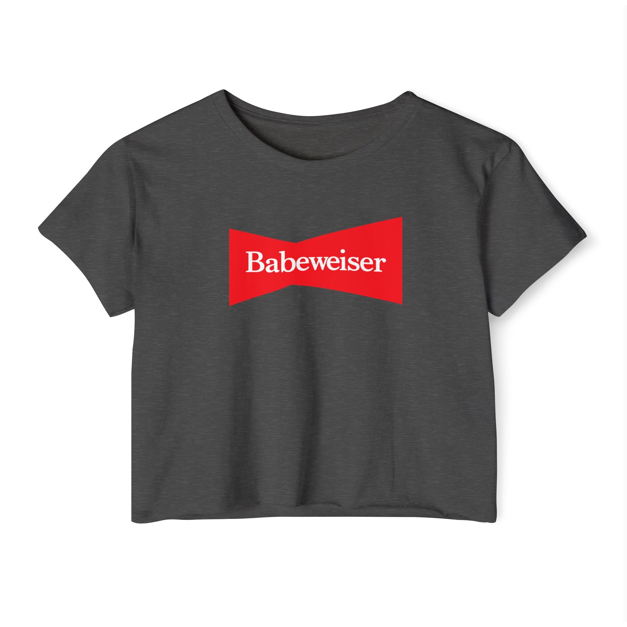 Crop Top — "Babeweiser" Red Logo Festival Tee for Women