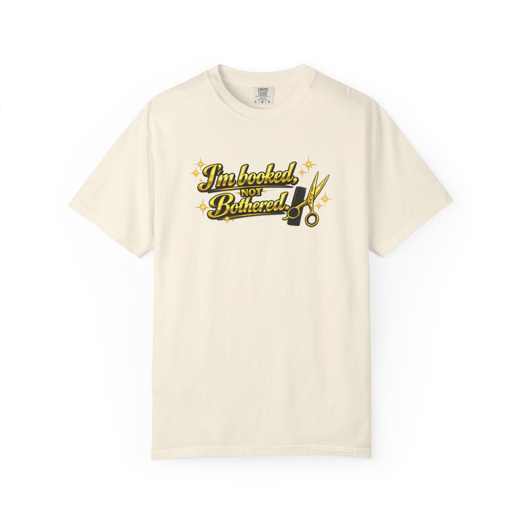 I'm Booked Not Bittered Barber T‑Shirt — Vintage Barber Scissors Design