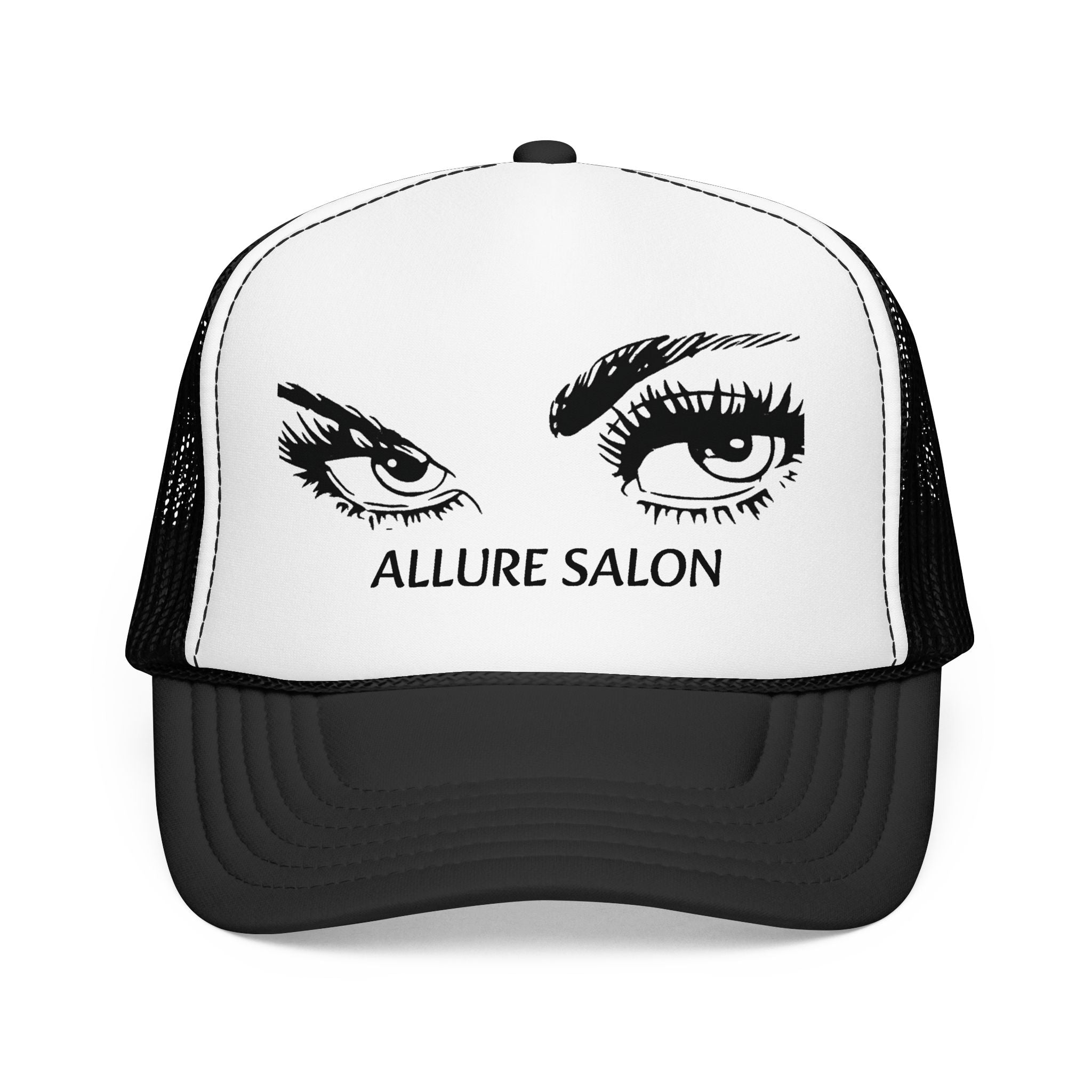 Allure Salon Trucker Hat — Embroidered Eye Logo Foam Cap