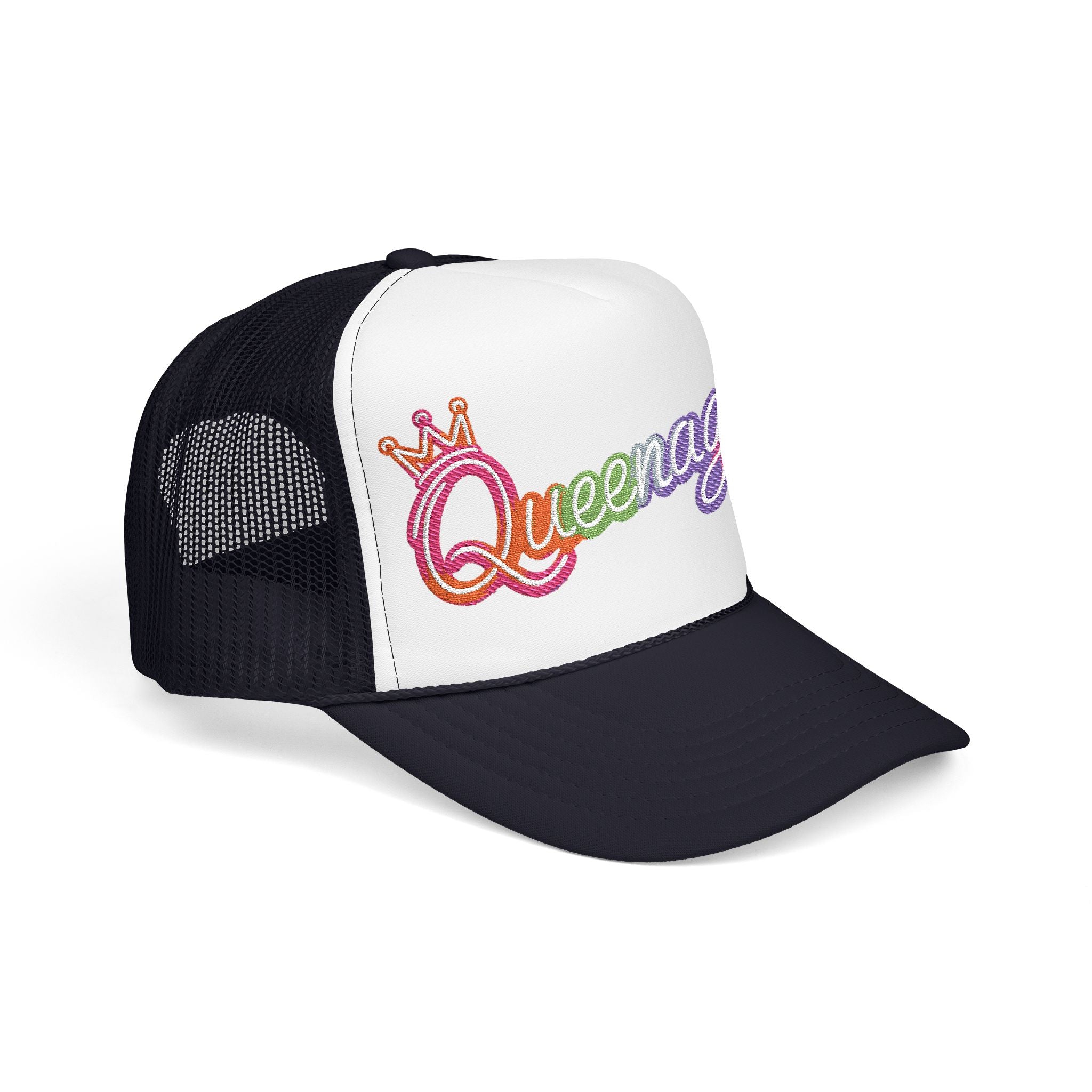 Queentager Trucker Hat — Glitter 'Queenager' Foam Mesh Cap
