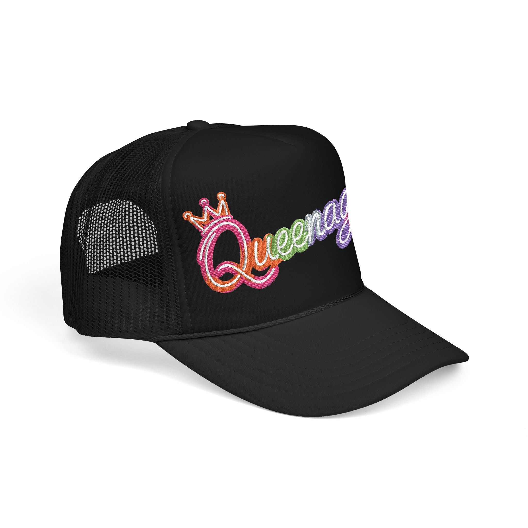 Queentager Trucker Hat — Glitter 'Queenager' Foam Mesh Cap