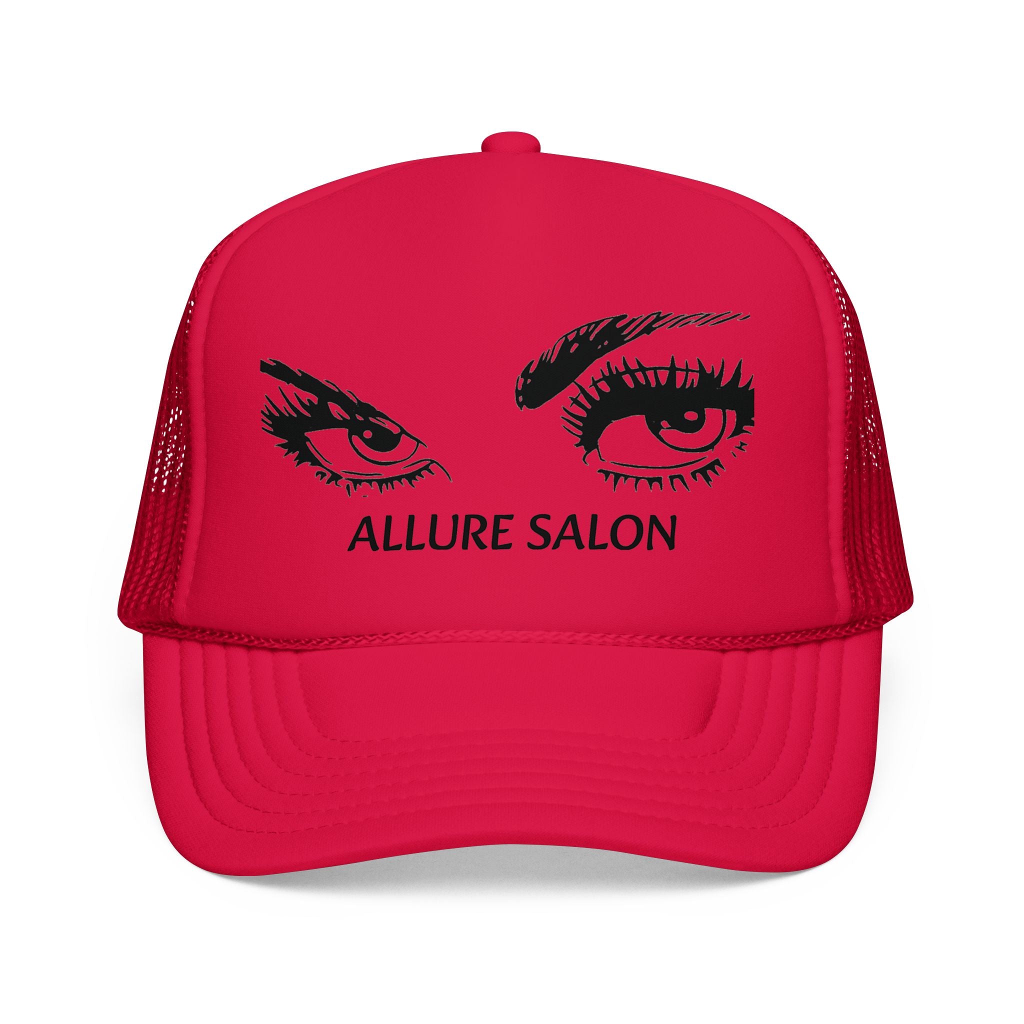 Allure Salon Trucker Hat — Embroidered Eye Logo Foam Cap