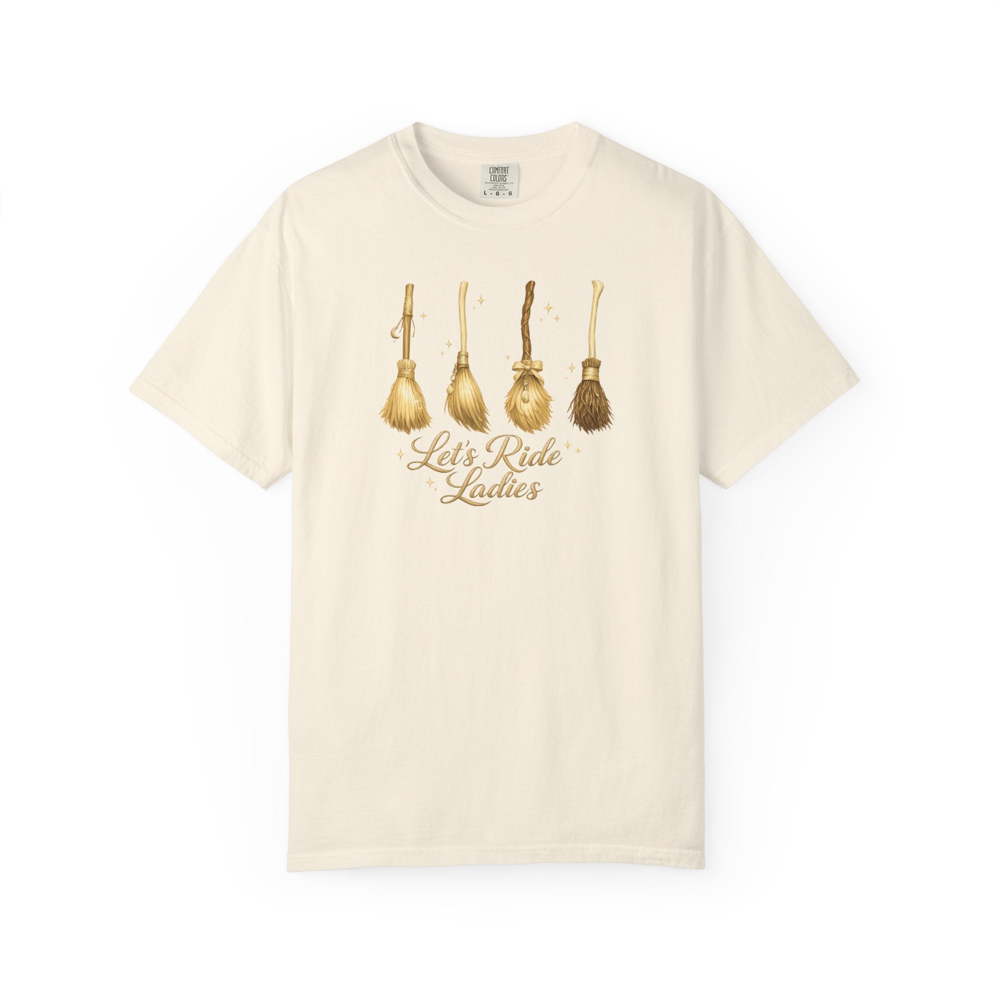 Let's Ride Ladies T-Shirt — Vintage Gold Riding Crop Equestrian Tee