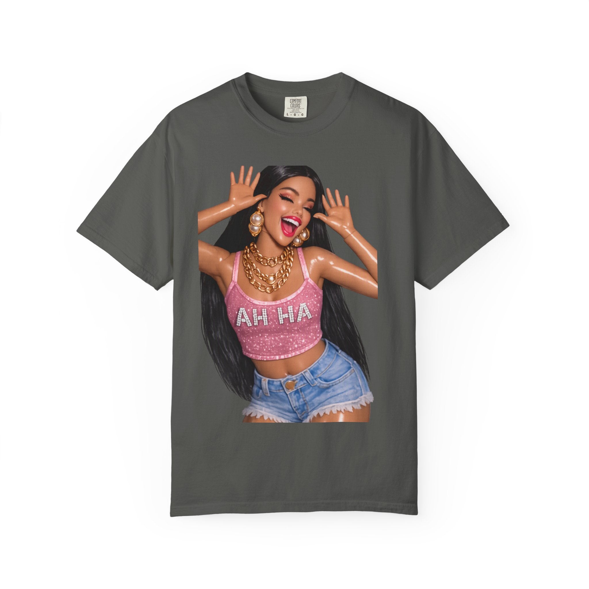 Graphic Tee — 'AH HA' Diva Illustration Crop Top Design