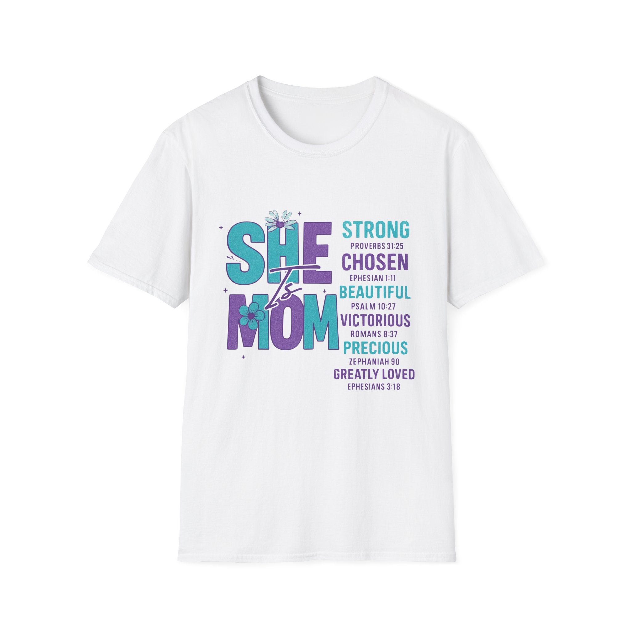 She Is Mom Inspirational T-Shirt – "She Mom" Bible Verse Faithful Gift for Mothers