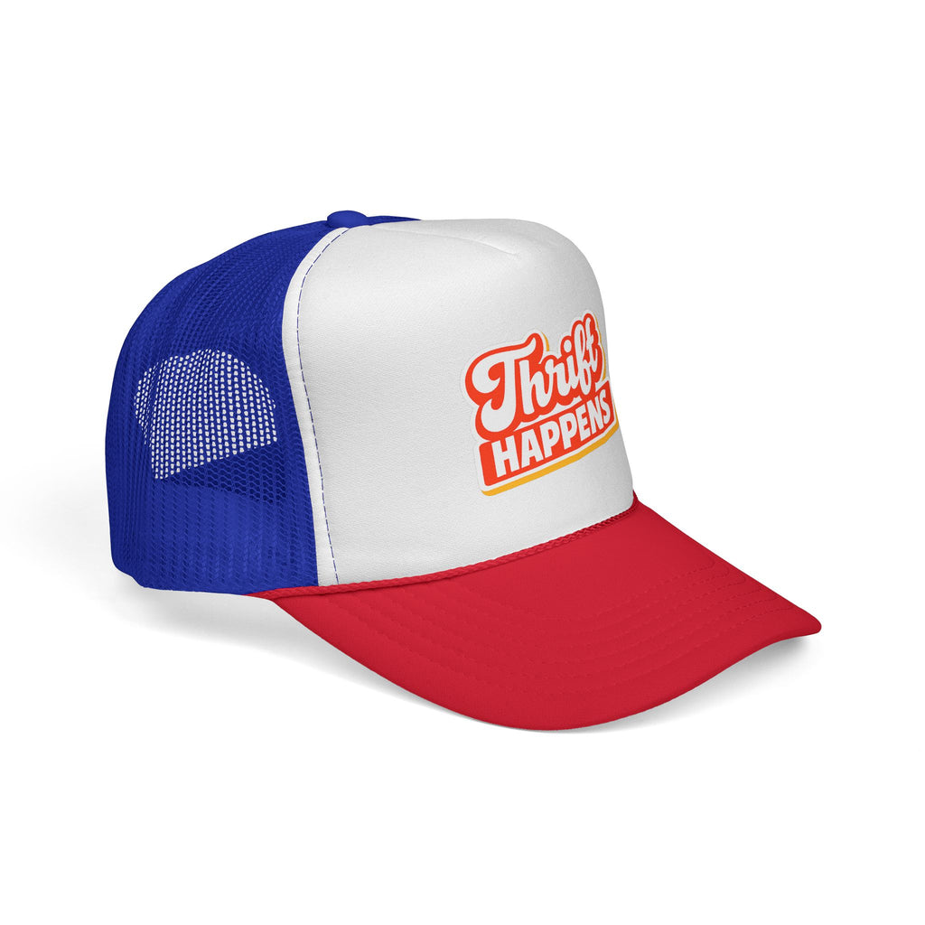 Thrift Happens Trucker Hat — Retro Thrifting Mesh Cap