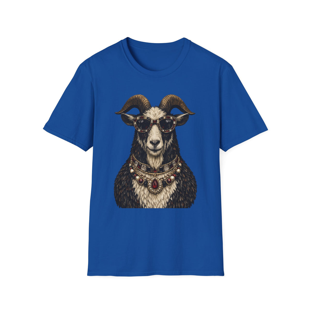 Regal Ram Portrait T-Shirt — Ornate Horned Goat Illustration Tee