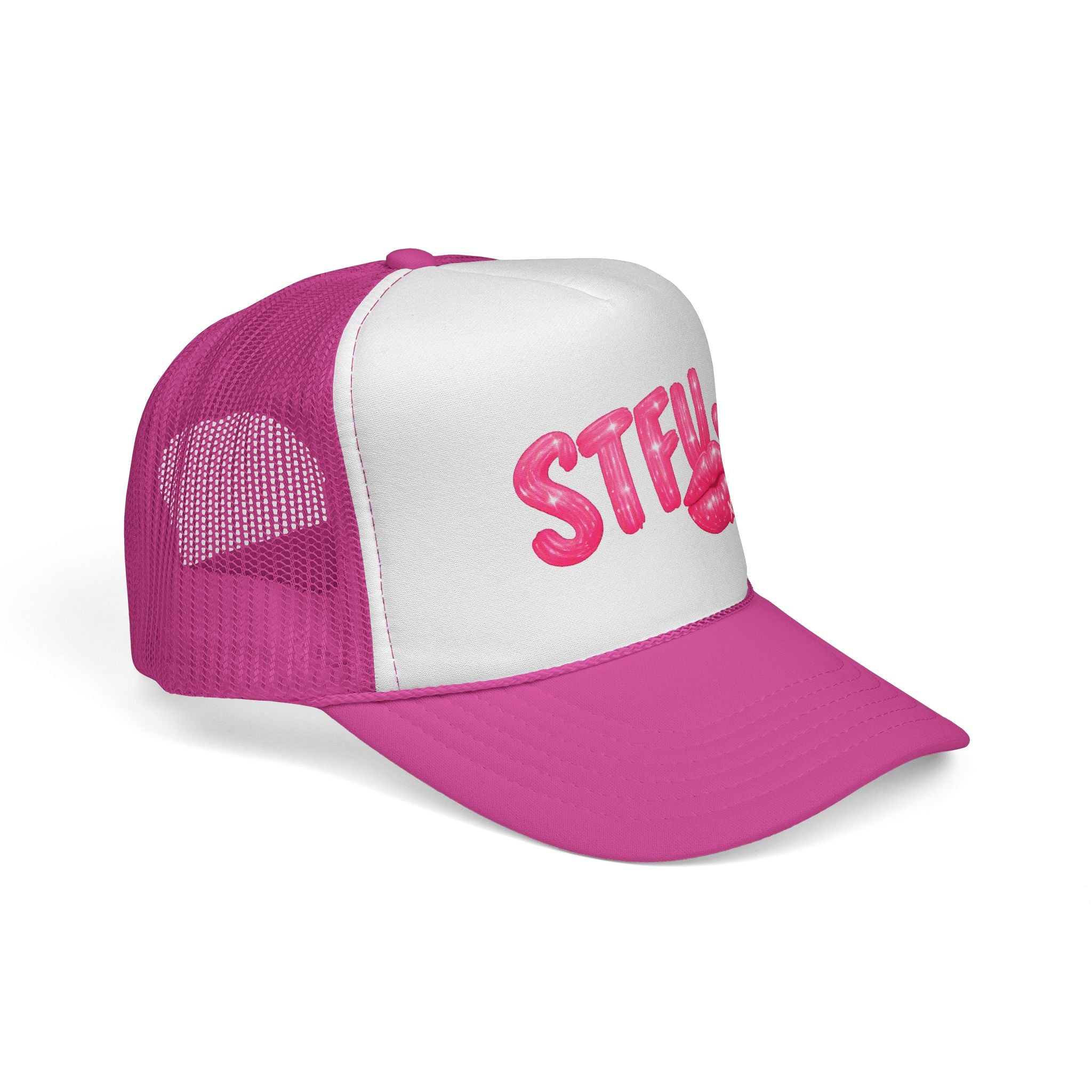 STFU Kiss Trucker Cap - Pink Lip Graphic Mesh Hat