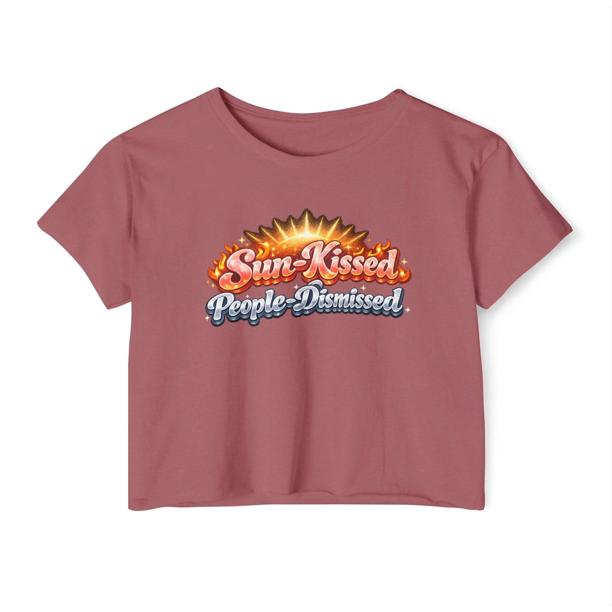 Sun-Kissed Crop Top — "Sun-Kissed, People-Dismissed" Festival Tee