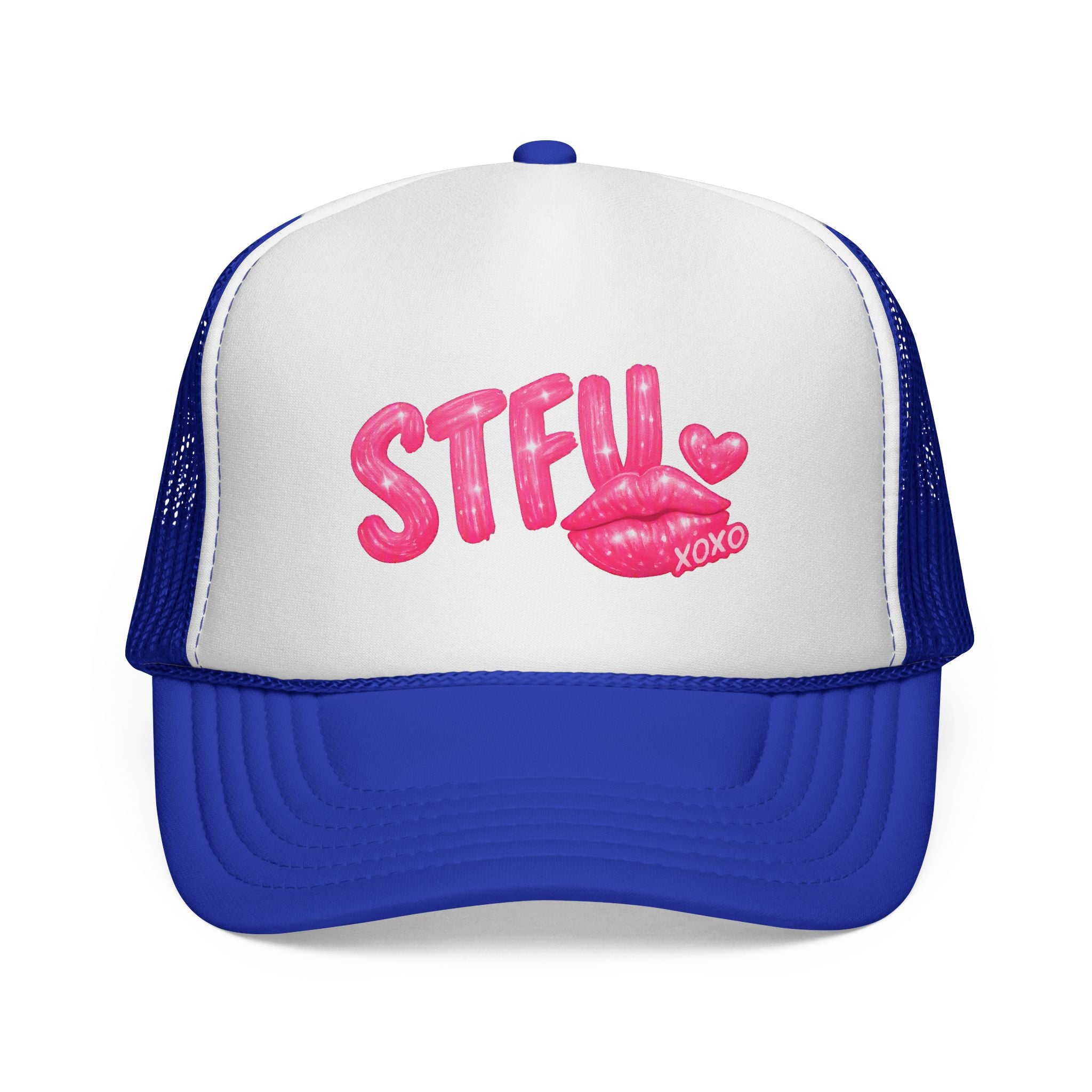 STFU Kiss Trucker Cap - Pink Lip Graphic Mesh Hat