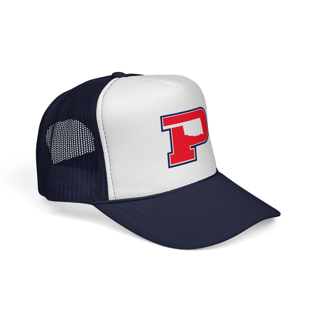 P Letter Trucker Hat - Vintage Red & Navy Patch Cap