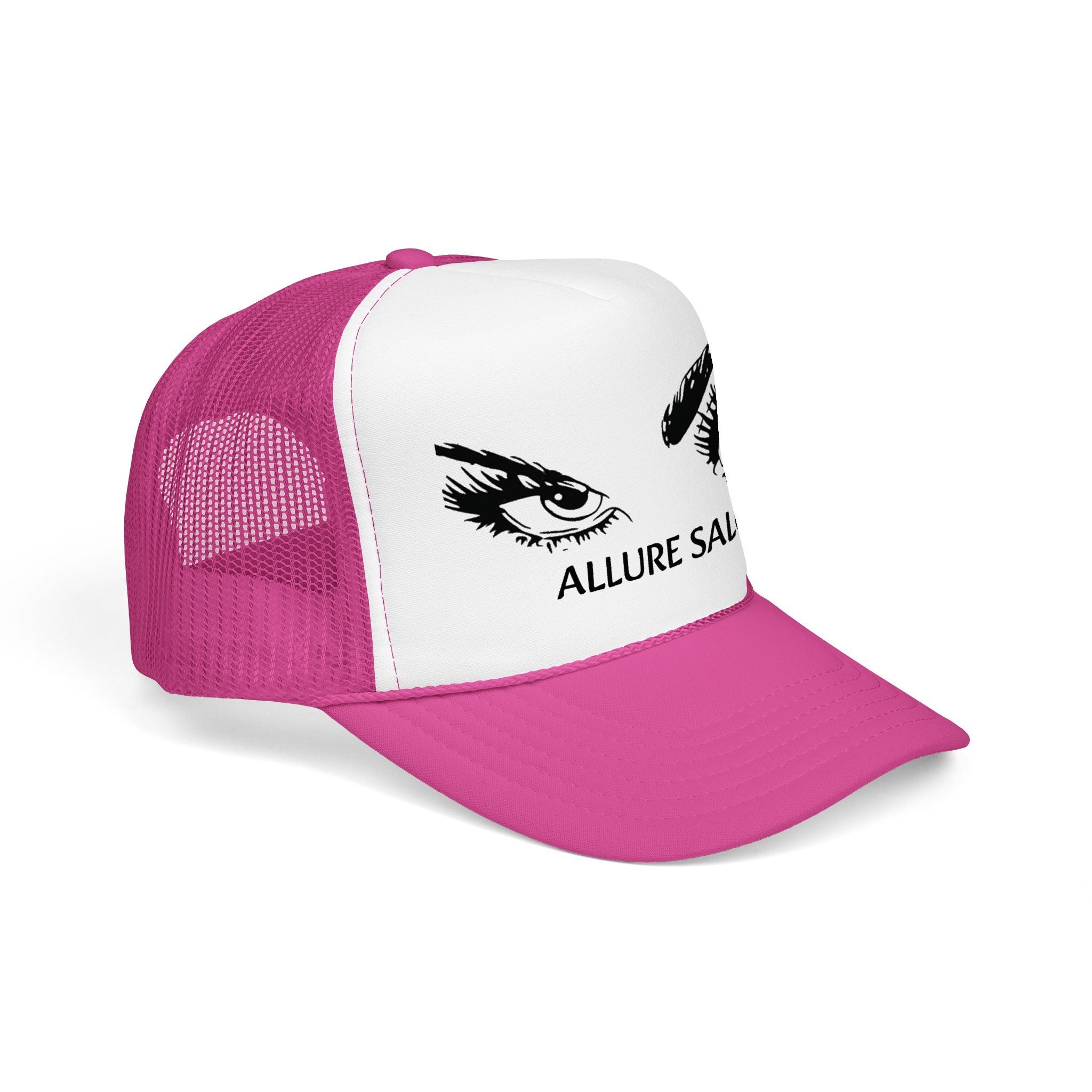 Allure Salon Trucker Hat — Embroidered Eye Logo Foam Cap