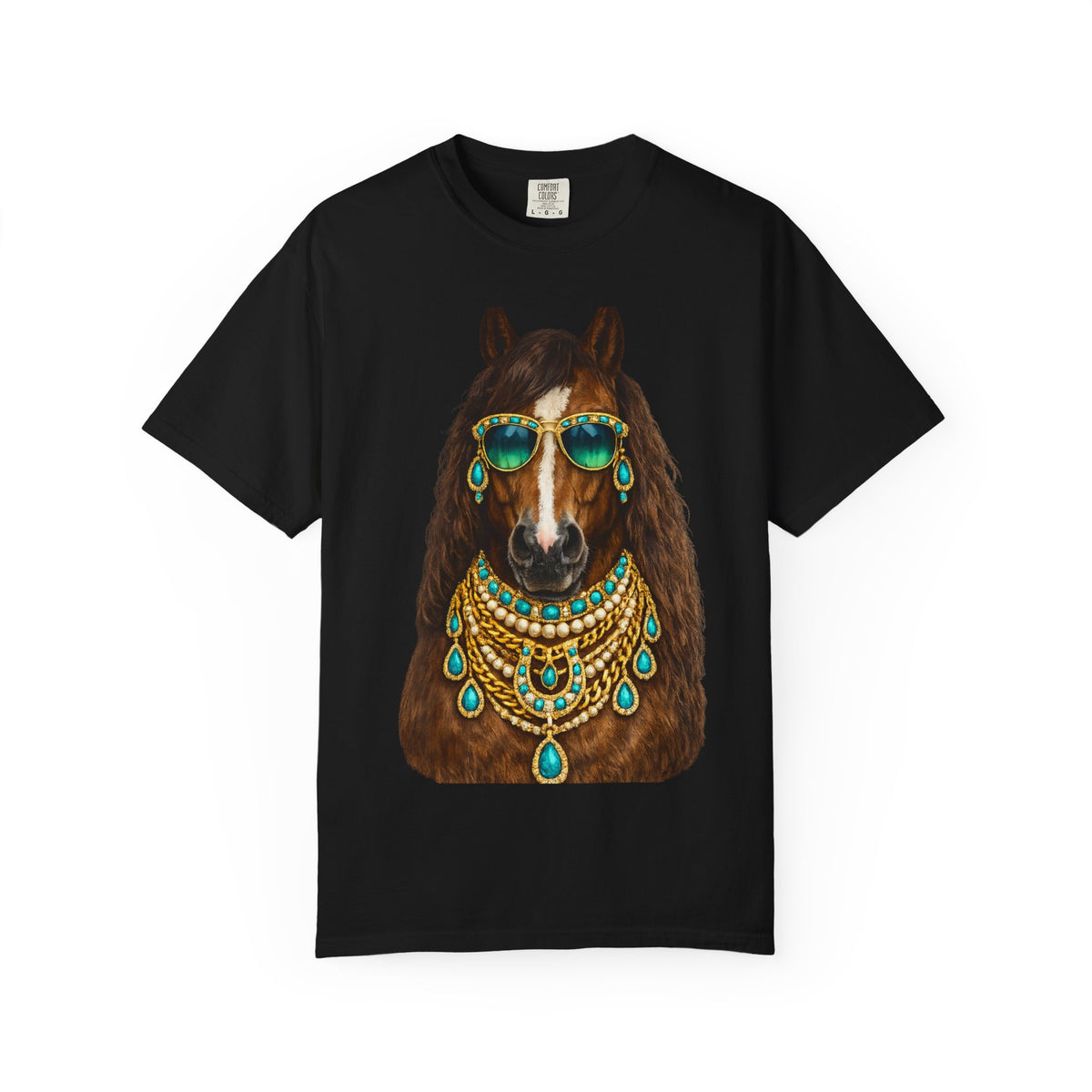 Boho Horse Graphic T-Shirt with Turquoise Jewelry Design