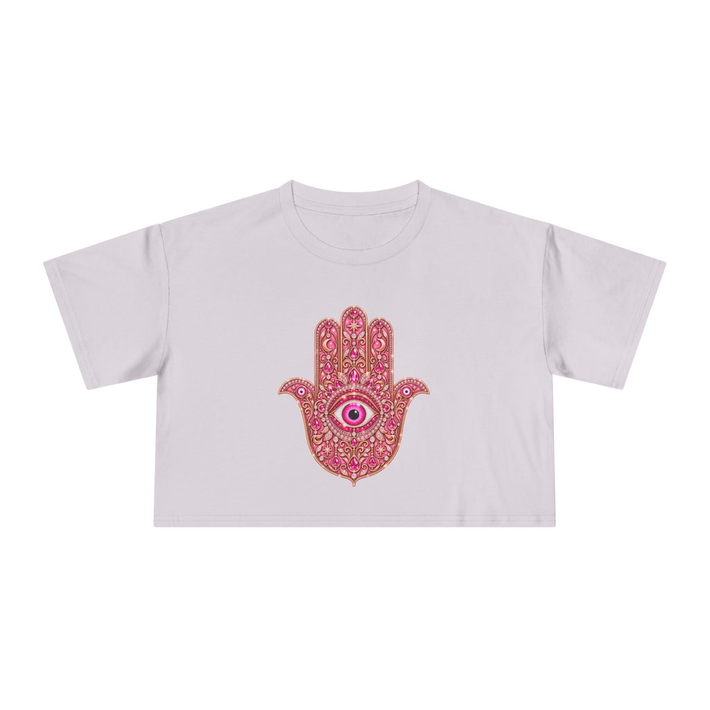 Women's Hamsa Hand Crop Tee – Pink Evil Eye Protection