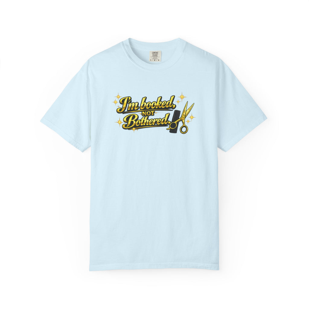 I'm Booked Not Bittered Barber T‑Shirt — Vintage Barber Scissors Design