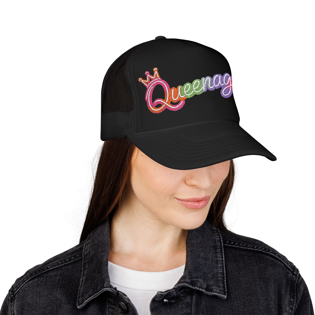 Queentager Trucker Hat — Glitter 'Queenager' Foam Mesh Cap