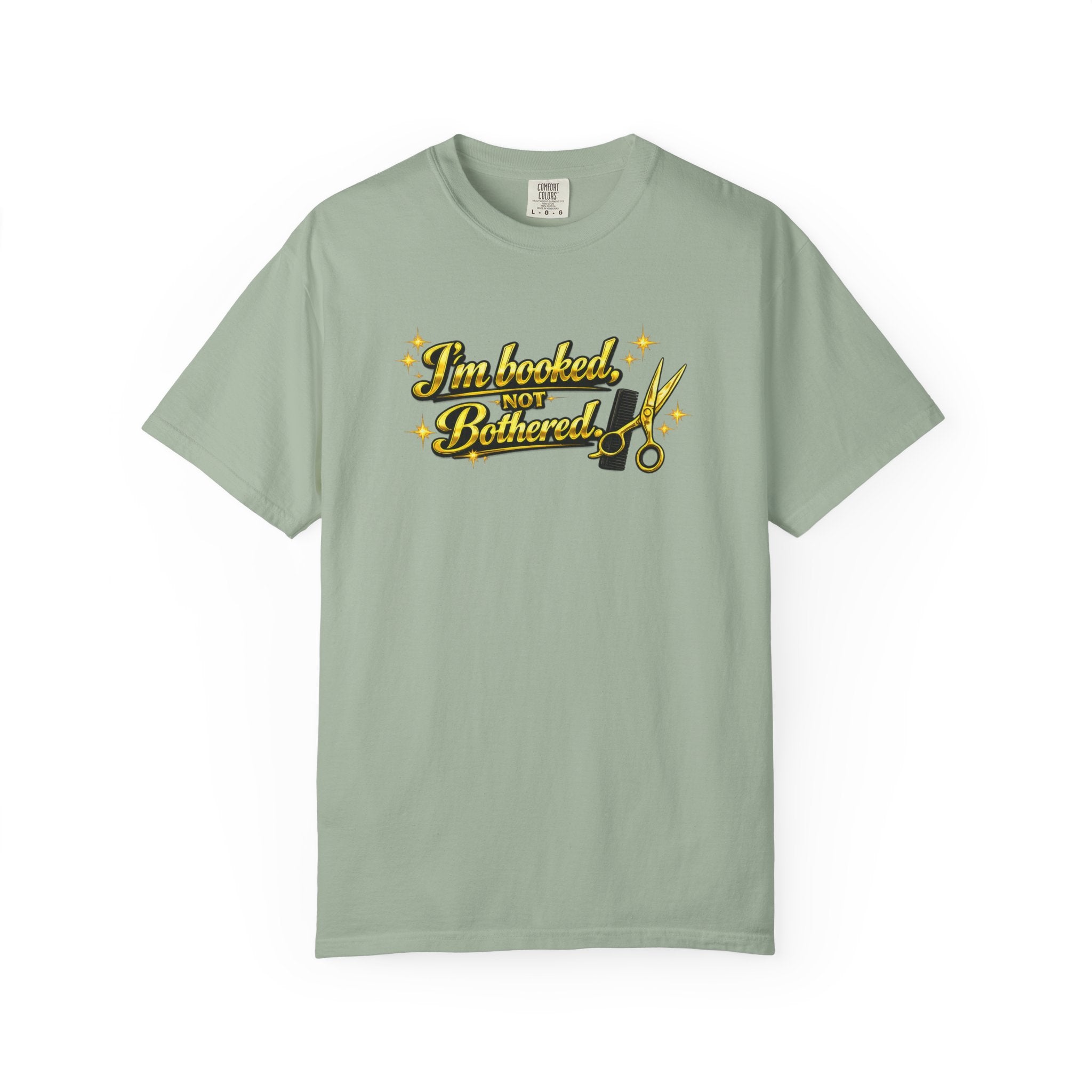 I'm Booked Not Bittered Barber T‑Shirt — Vintage Barber Scissors Design