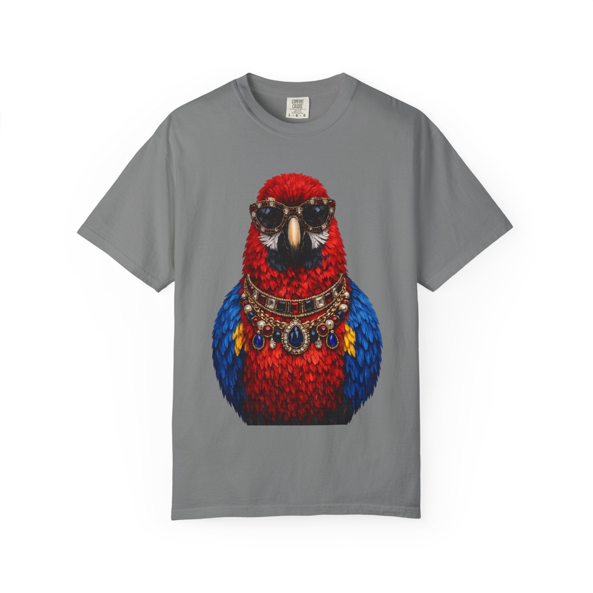 Parrot Portrait T-Shirt — Regal Red & Blue Parrot Graphic Tee